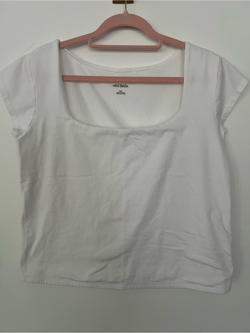 Wild Fable White Square Neck Short Sleeve Top